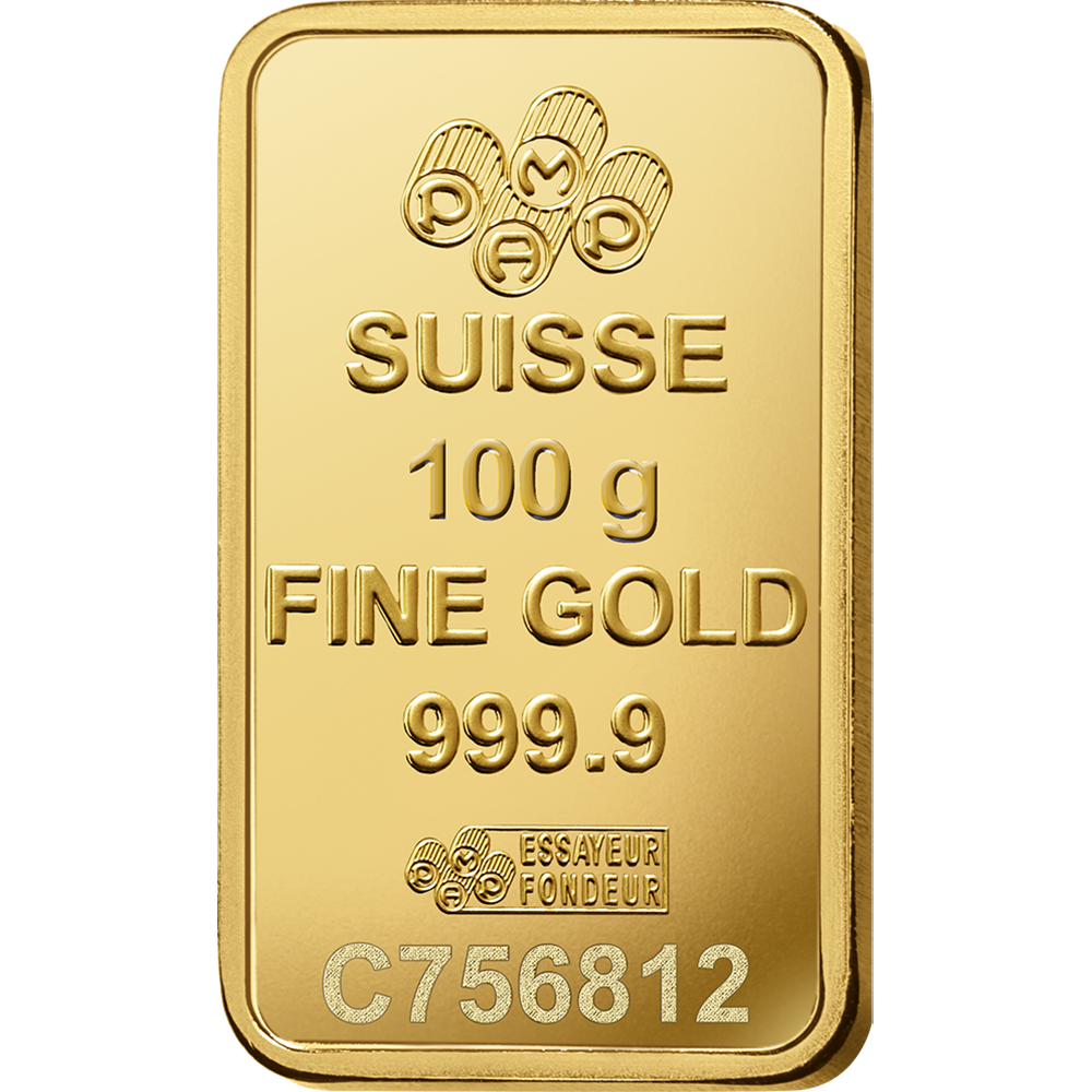 PAMP minted Gold bar 100g, 999.9 fine - made in Switzerland