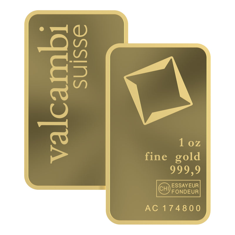 Valcambi Suisse minted Gold bar 1oz, 999.9 fine - made in Switzerland